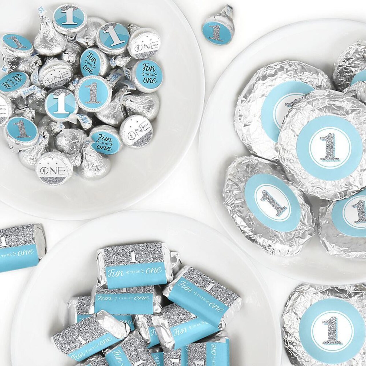 Big Dot of Happiness 1st Birthday Boy - Fun to be One - First Birthday Party Candy Favor Sticker Kit - 304 Pieces